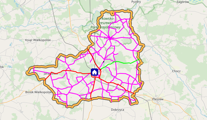 Mapa sieci dróg powiatowych