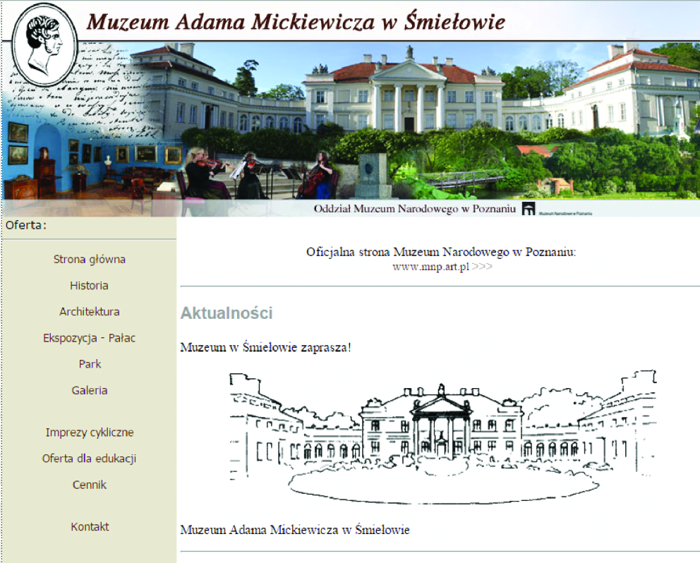lin do strony Muzeum Adama Mickiewicza w Śmiełowie (Oddział Muzeum Narodowego w Poznaniu) 